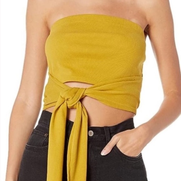 THE DROP Citronelle Bustier Wrap Around Rib Cropped Top - Picture 1 of 12